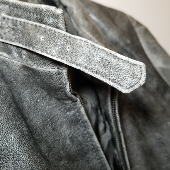 Max&Co., Italian, Lambskin Leather, Moto Jacket, Gray - Picture 3 of 8